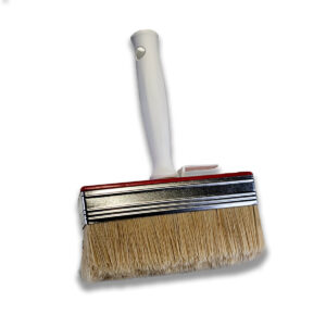 Blokkwast, wit haar, 3x 7 cm kunststof steel